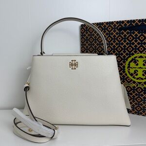 Tory Burch Cream Satchel with Gold Accents